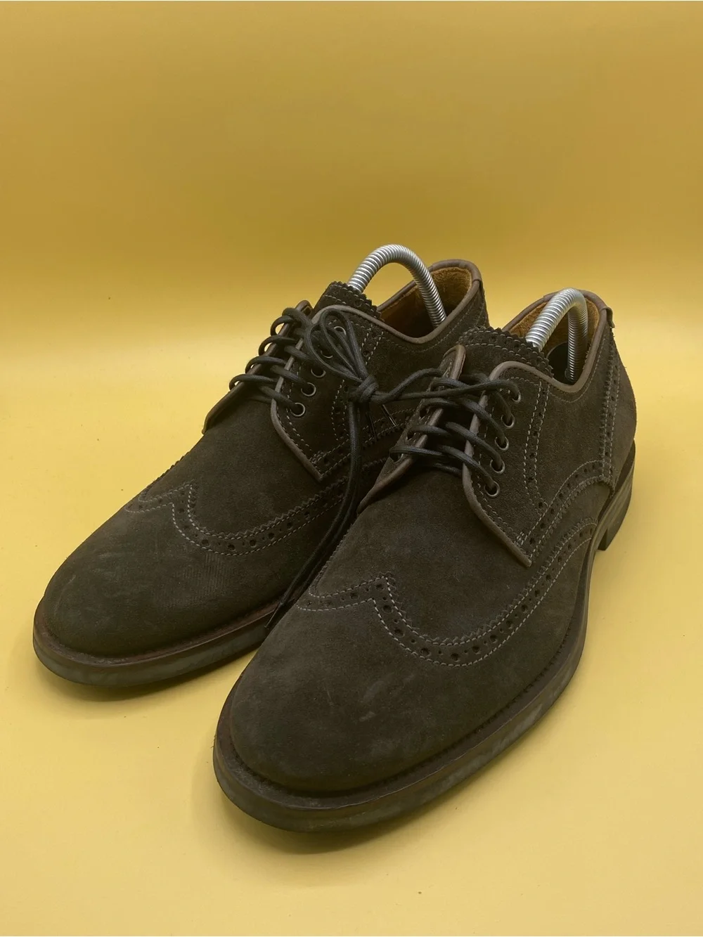 Aquatalia Dark Brown Suede Wingtip Derby Shoes